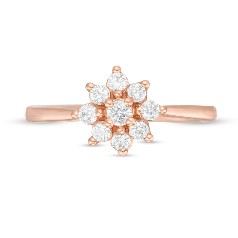 0.18 CT. T.W. Composite Diamond Flower Promise Ring in 14K Rose Gold