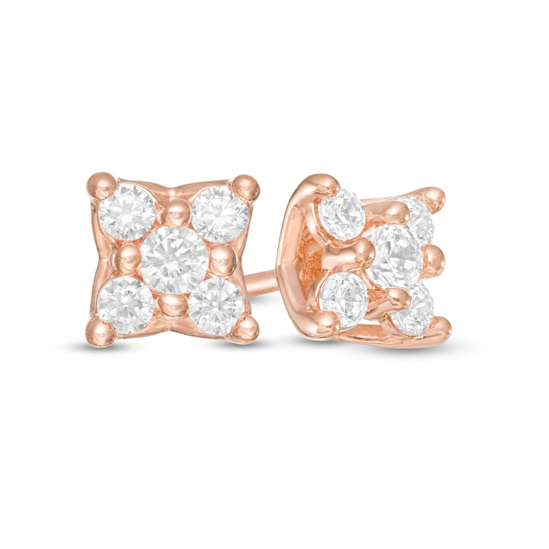 0.23 CT. T.W. Composite Diamond Square Stud Earrings in 14K Rose Gold|Peoples Jewellers