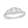 Thumbnail Image 1 of 0.25 CT. T.W. Diamond Past Present Future® Cushion Frame Split Shank Engagement Ring in 10K White Gold