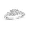 Thumbnail Image 0 of 0.25 CT. T.W. Diamond Past Present Future® Frame Collar Engagement Ring in 10K White Gold