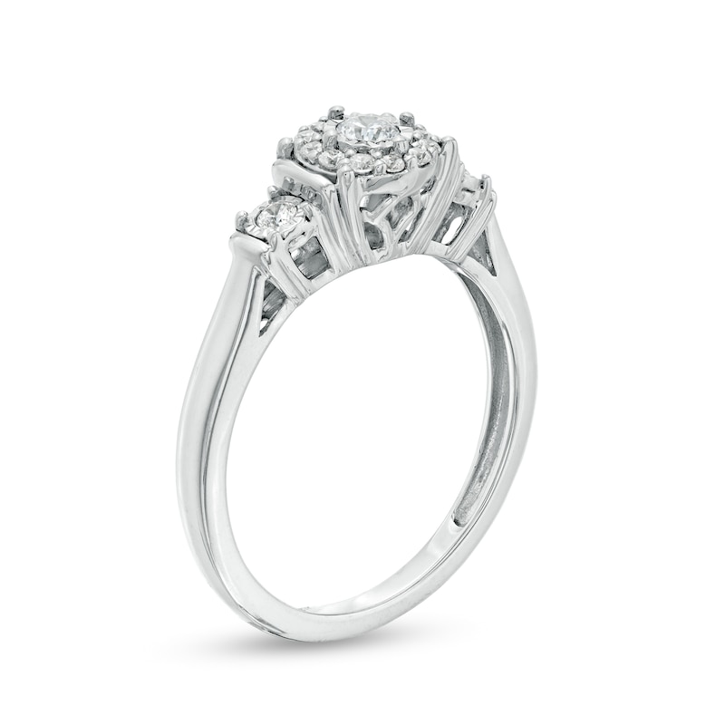 0.25 CT. T.W. Diamond Past Present Future® Frame Collar Engagement Ring in 10K White Gold