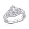 Thumbnail Image 1 of 0.23 CT. T.W. Composite Pear Diamond Frame Vintage-Style Bridal Set in Sterling Silver