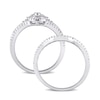 Thumbnail Image 4 of 0.23 CT. T.W. Composite Pear Diamond Frame Vintage-Style Bridal Set in Sterling Silver