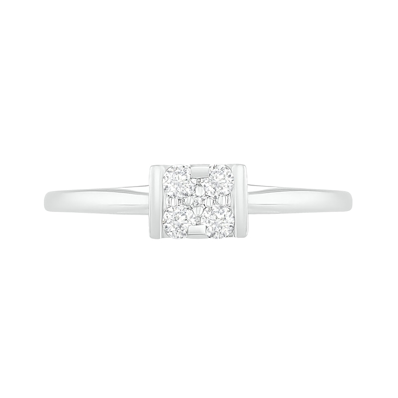 0.145 CT. T.W. Composite Diamond Square Promise Ring in 14K White Gold