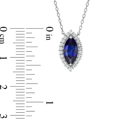 Marquise Lab-Created Blue and White Sapphire Frame Necklace and Stud Earrings Set in Sterling Silver