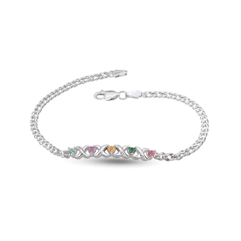 Mother's Heart-Shaped Birthstone Family Bracelet (5 Stones