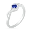 Thumbnail Image 2 of 4.0mm Lab-Created Blue Sapphire and 0.04 CT. T.W. Diamond Bypass Swirl Frame Ring in Sterling Silver