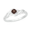 Thumbnail Image 0 of 4.0mm Smoky Quartz and 0.04 CT. T.W. Diamond Bypass Frame Twist Shank Ring in Sterling Silver