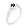 Thumbnail Image 1 of 4.0mm Smoky Quartz and 0.04 CT. T.W. Diamond Bypass Frame Twist Shank Ring in Sterling Silver