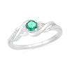 Thumbnail Image 0 of 4.0mm Lab-Created Emerald and 0.04 CT. T.W. Diamond Bypass Frame Twist Shank Ring in Sterling Silver
