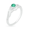 Thumbnail Image 1 of 4.0mm Lab-Created Emerald and 0.04 CT. T.W. Diamond Bypass Frame Twist Shank Ring in Sterling Silver