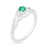 Thumbnail Image 2 of 4.0mm Lab-Created Emerald and 0.04 CT. T.W. Diamond Bypass Frame Twist Shank Ring in Sterling Silver