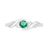 Thumbnail Image 3 of 4.0mm Lab-Created Emerald and 0.04 CT. T.W. Diamond Bypass Frame Twist Shank Ring in Sterling Silver