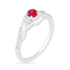 Thumbnail Image 1 of 4.0mm Lab-Created Ruby and 0.04 CT. T.W. Diamond Bypass Frame Twist Shank Ring in Sterling Silver
