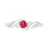 Thumbnail Image 2 of 4.0mm Lab-Created Ruby and 0.04 CT. T.W. Diamond Bypass Frame Twist Shank Ring in Sterling Silver