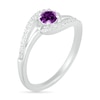 Thumbnail Image 1 of 4.0mm Amethyst and Lab-Created White Sapphire Bypass Swirl Frame Split Shank Ring in Sterling Silver