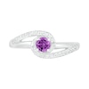 Thumbnail Image 2 of 4.0mm Amethyst and Lab-Created White Sapphire Bypass Swirl Frame Split Shank Ring in Sterling Silver