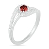 Thumbnail Image 1 of 4.0mm Garnet and Lab-Created White Sapphire Bypass Swirl Frame Split Shank Ring in Sterling Silver