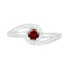 Thumbnail Image 2 of 4.0mm Garnet and Lab-Created White Sapphire Bypass Swirl Frame Split Shank Ring in Sterling Silver