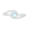 Thumbnail Image 3 of 4.0mm Aquamarine and Lab-Created White Sapphire Bypass Swirl Frame Split Shank Ring in Sterling Silver