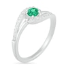 4.0mm Lab-Created Emerald and White Sapphire Bypass Swirl Frame Split Shank Ring in Sterling Silver