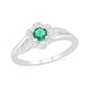 Thumbnail Image 0 of 4.0mm Lab-Created Emerald and White Sapphire Frame Bypass Split Shank Flower Ring in Sterling Silver