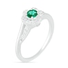 Thumbnail Image 1 of 4.0mm Lab-Created Emerald and White Sapphire Frame Bypass Split Shank Flower Ring in Sterling Silver