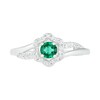 Thumbnail Image 2 of 4.0mm Lab-Created Emerald and White Sapphire Frame Bypass Split Shank Flower Ring in Sterling Silver
