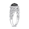 Thumbnail Image 3 of 0.95 CT. T.W. Enhanced Black and White Diamond Tiered Shank Vintage-Style Engagement Ring in 10K White Gold
