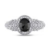 Thumbnail Image 4 of 0.95 CT. T.W. Enhanced Black and White Diamond Tiered Shank Vintage-Style Engagement Ring in 10K White Gold