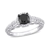 Thumbnail Image 1 of 1.14 CT. T.W. Enhanced Black and White Diamond Frame Vintage-Style Engagement Ring in 10K White Gold