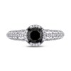 Thumbnail Image 4 of 1.14 CT. T.W. Enhanced Black and White Diamond Frame Vintage-Style Engagement Ring in 10K White Gold