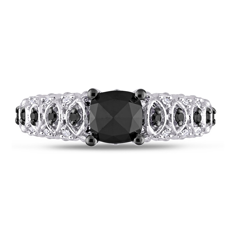 1.15 CT. T.W. Enhanced Black and White Diamond Engagement Ring in 10K White Gold