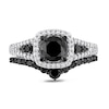 Thumbnail Image 4 of 1.46 CT. T.W. Black and White Diamond Cushion Frame Bridal Set in 10K White Gold