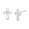 Thumbnail Image 1 of Child's Vera Wang Love Collection White Topaz Cross Stud Earrings in Sterling Silver