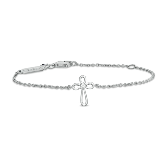 Child's Vera Wang Love Collection White Topaz Cross Bracelet in Sterling Silver - 6.0"