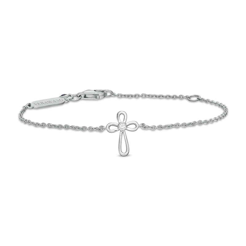 Child's Vera Wang Love Collection White Topaz Cross Bracelet in Sterling Silver - 6.0"|Peoples Jewellers