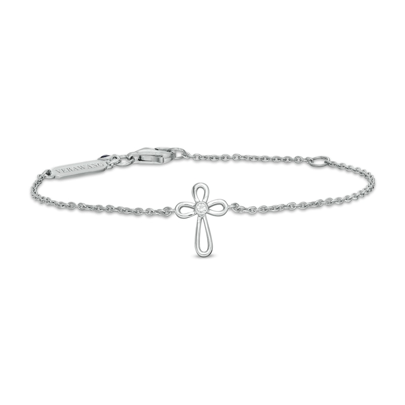 Main Image 1 of Child's Vera Wang Love Collection White Topaz Cross Bracelet in Sterling Silver - 6.0"