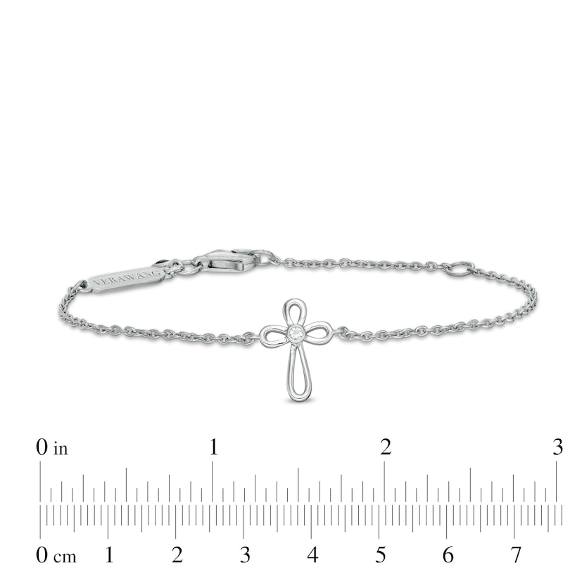 Child's Vera Wang Love Collection White Topaz Cross Bracelet in Sterling Silver - 6.0"