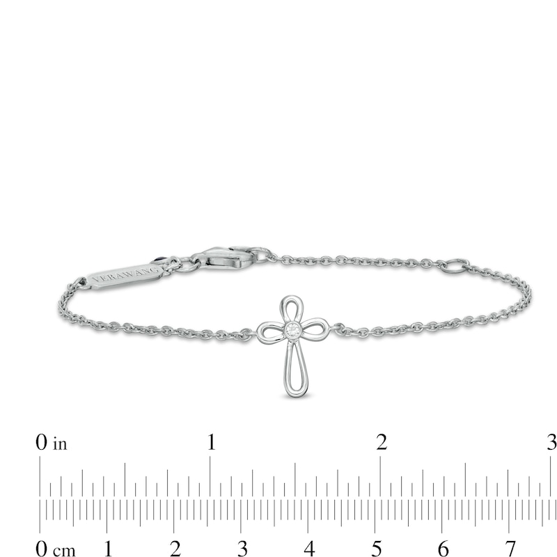 Main Image 4 of Child's Vera Wang Love Collection White Topaz Cross Bracelet in Sterling Silver - 6.0"
