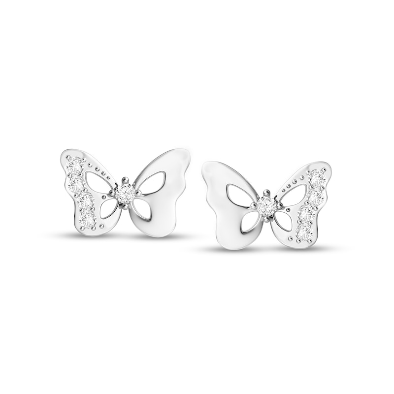 Child's Vera Wang Love Collection White Topaz Butterfly Stud Earrings in Sterling Silver