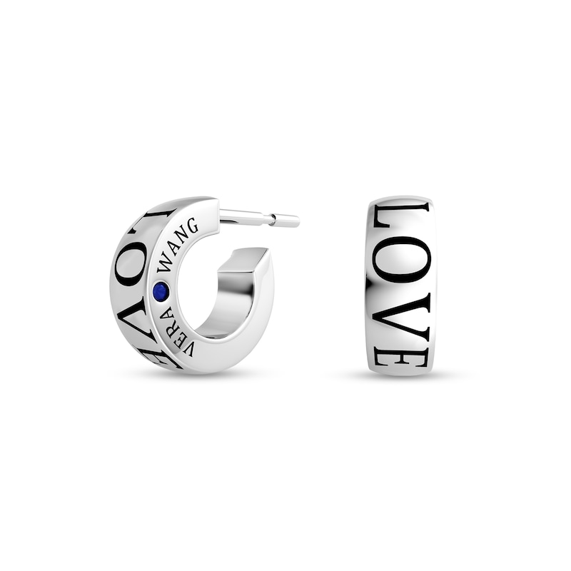 Main Image 1 of Vera Wang Love Collection "LOVE" Huggie Hoop Earrings in Sterling Silver