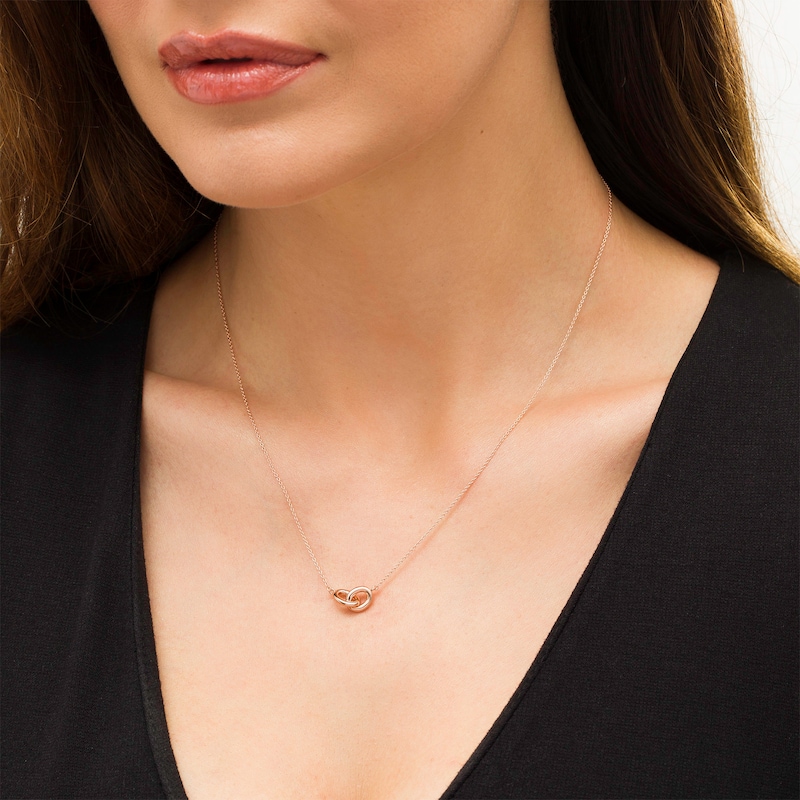 Main Image 2 of Vera Wang Love Collection Wedding Party Gifts Interlocking Circles Necklace in 14K Rose Gold Vermeil