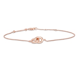 Vera Wang Love Collection Wedding Party Gifts Interlocking Circles Bracelet in 14K Rose Gold Vermeil - 7.5&quot;