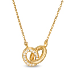 Vera Wang Love Collection 0.16 CT. T.W. Diamond Wedding Party Gifts Interlocking Circles Necklace in 14K Gold