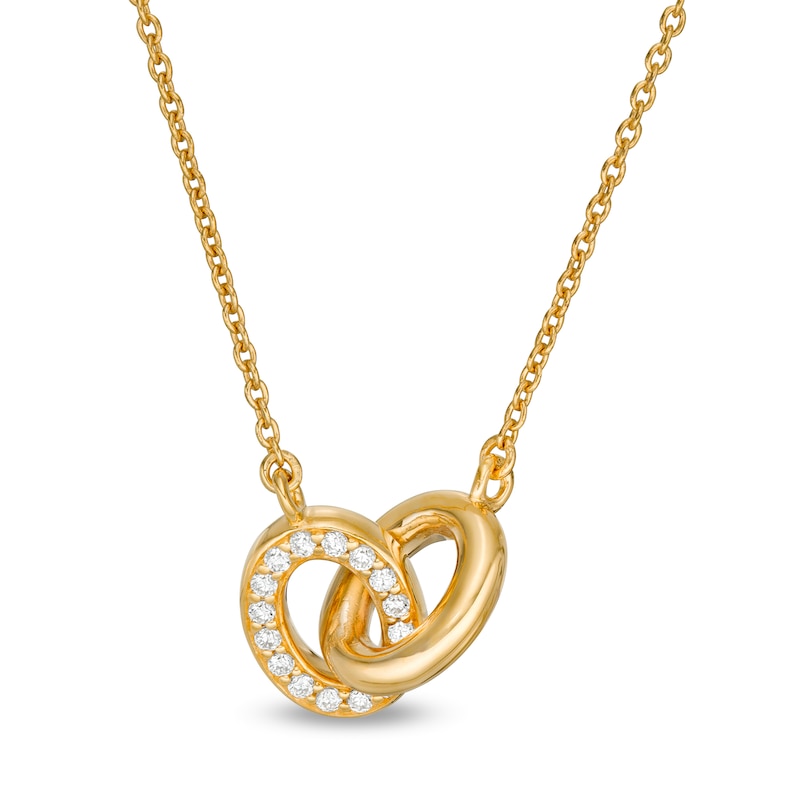 Main Image 1 of Vera Wang Love Collection 0.16 CT. T.W. Diamond Wedding Party Gifts Interlocking Circles Necklace in 14K Gold
