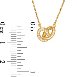 Vera Wang Love Collection 0.16 CT. T.W. Diamond Wedding Party Gifts Interlocking Circles Necklace in 14K Gold