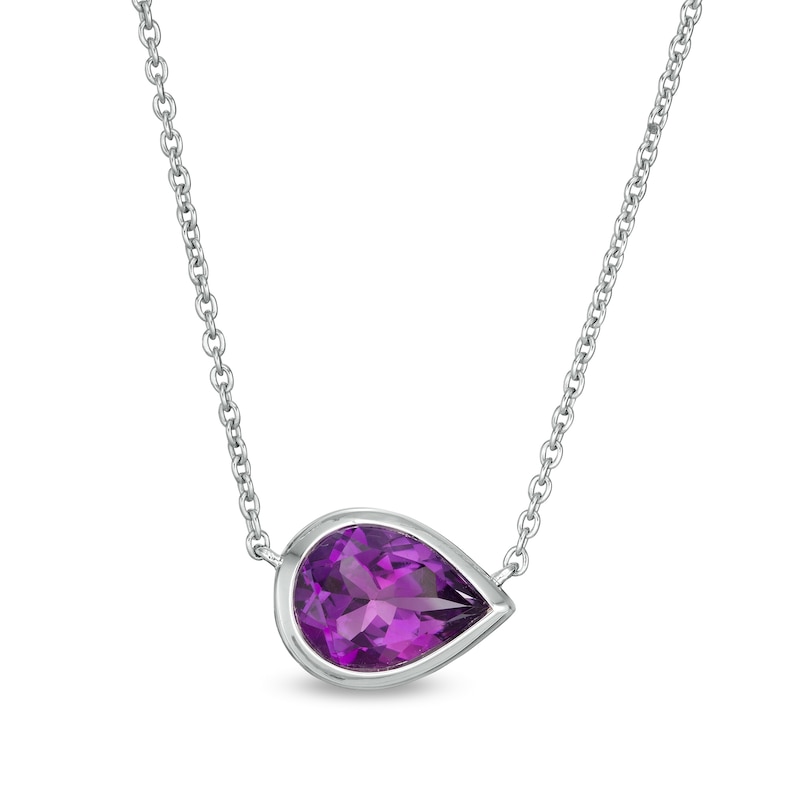 Vera Wang Love Collection Sideways Amethyst Wedding Party Gifts Necklace in Sterling Silver
