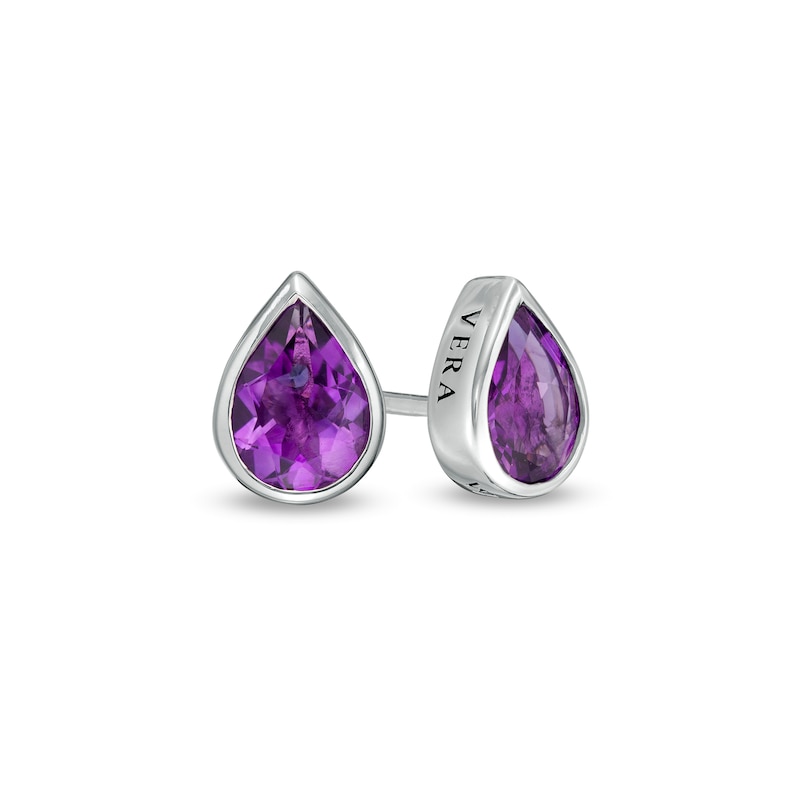 Vera Wang Love Collection Pear-Shaped Amethyst Wedding Party Gifts Stud Earrings in Sterling Silver|Peoples Jewellers