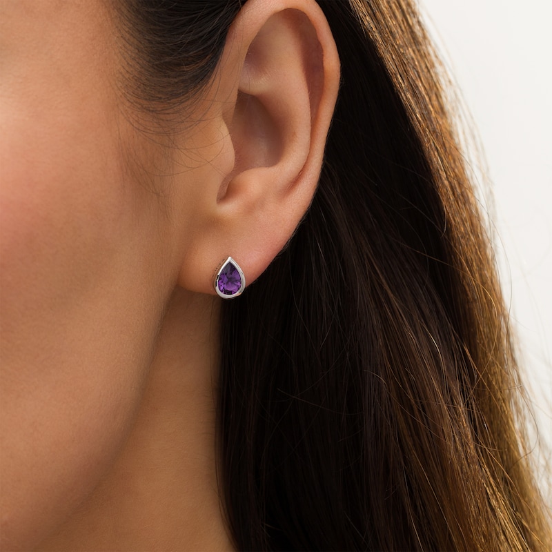 Vera Wang Love Collection Pear-Shaped Amethyst Wedding Party Gifts Stud Earrings in Sterling Silver|Peoples Jewellers